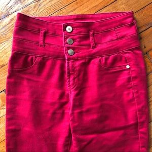 High rise red jeans